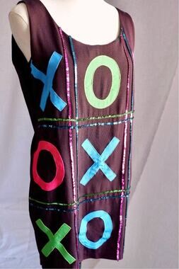 1980s/90s Holly Sharp Plum XOXO Appliqué Shift Dress – Size M